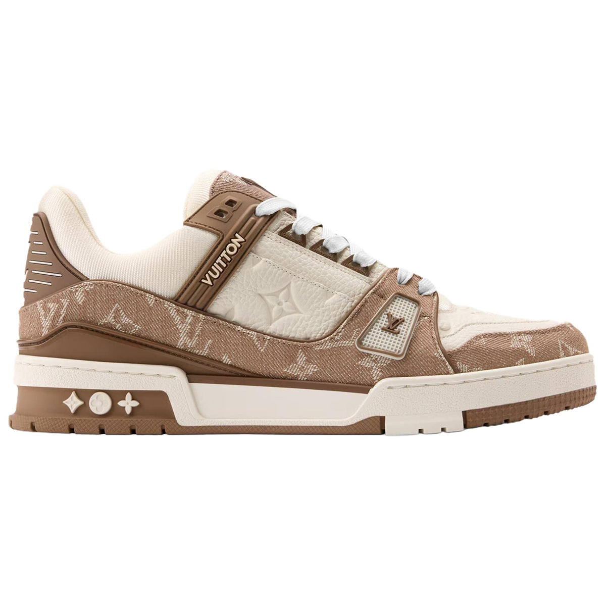 Louis Vuitton Trainer Men's Beige & Brown Denim and Leather Sneakers
