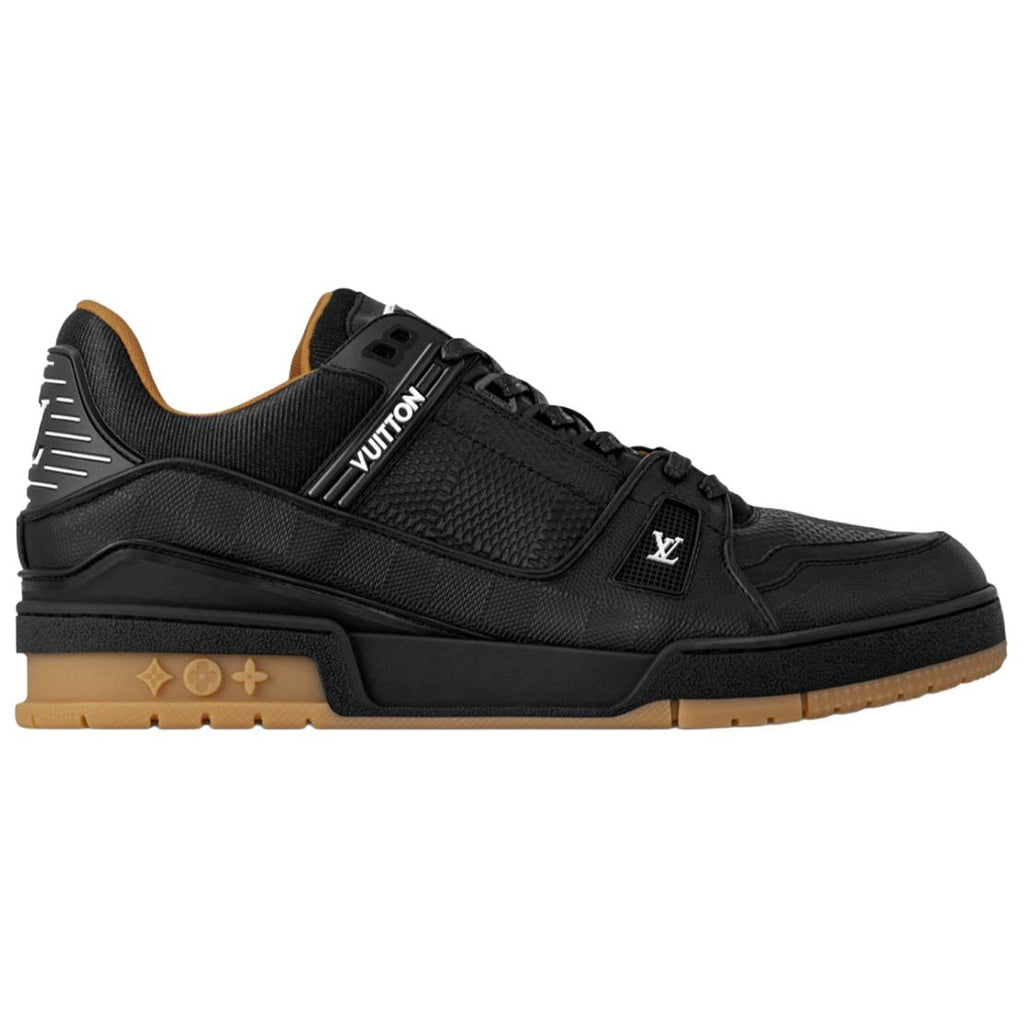 Louis Vuitton Trainer Men's Black Calfskin Sneakers with Brown Sole