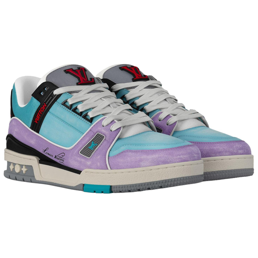 LOUIS VUITTON Trainer Unisex Aqua & Lilac Colorblock Sneakers