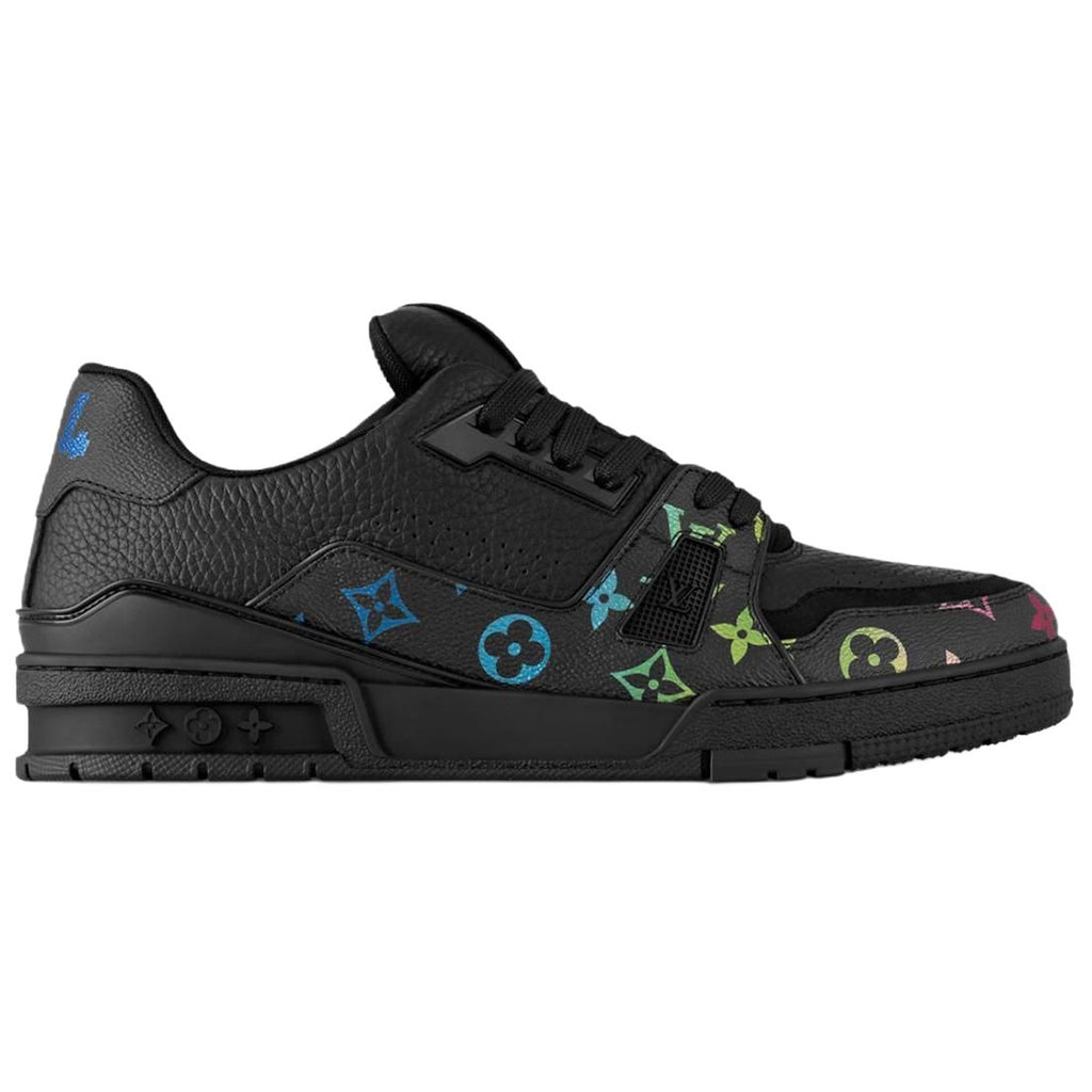 Louis Vuitton Trainer Men's Low-Top Calfskin Sneakers, Black Multicolor