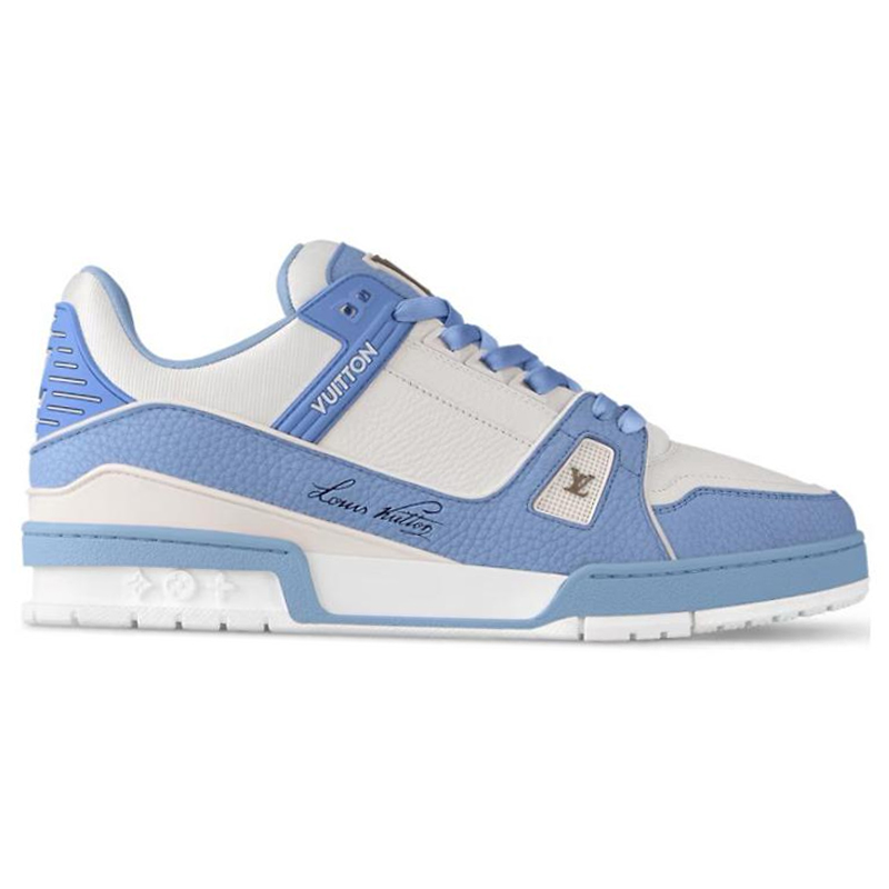 LOUIS VUITTON Trainer Unisex Blue & White Leather Sneakers