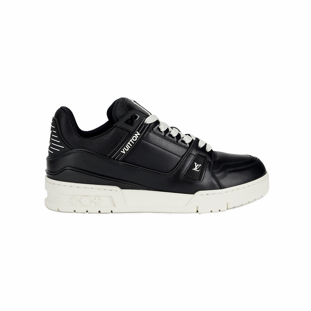 Louis Vuitton Trainer Men's Low-Top Leather Sneakers, Black