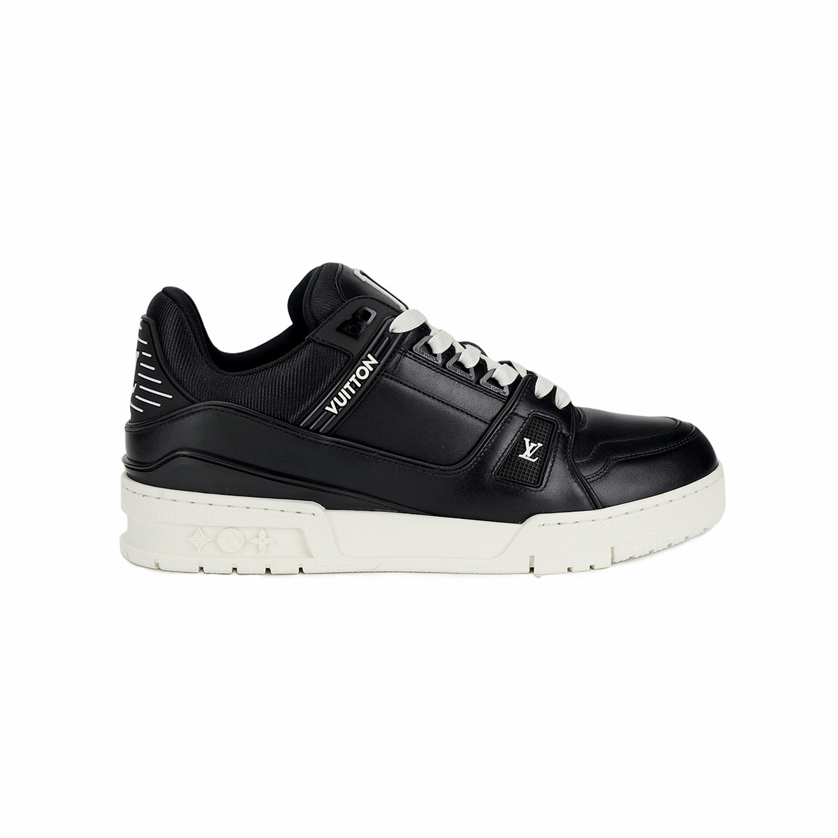 Louis Vuitton Trainer Men's Low-Top Leather Sneakers, Black