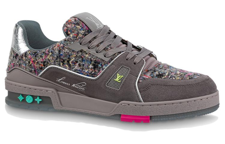 LOUIS VUITTON Trainer Men's Dark Grey Suede & Felt Sneakers