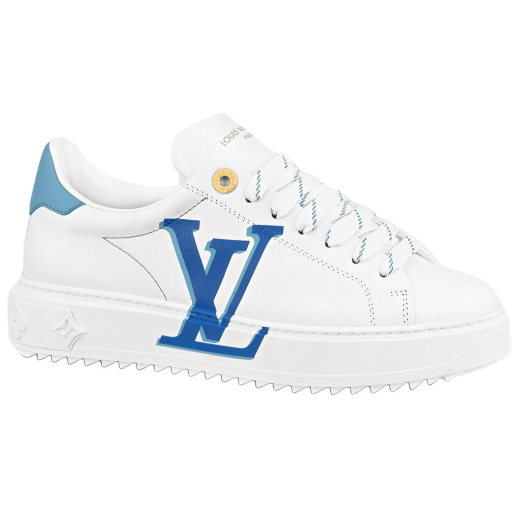 LOUIS VUITTON Time Out Women's White & Blue Leather Platform Sneakers