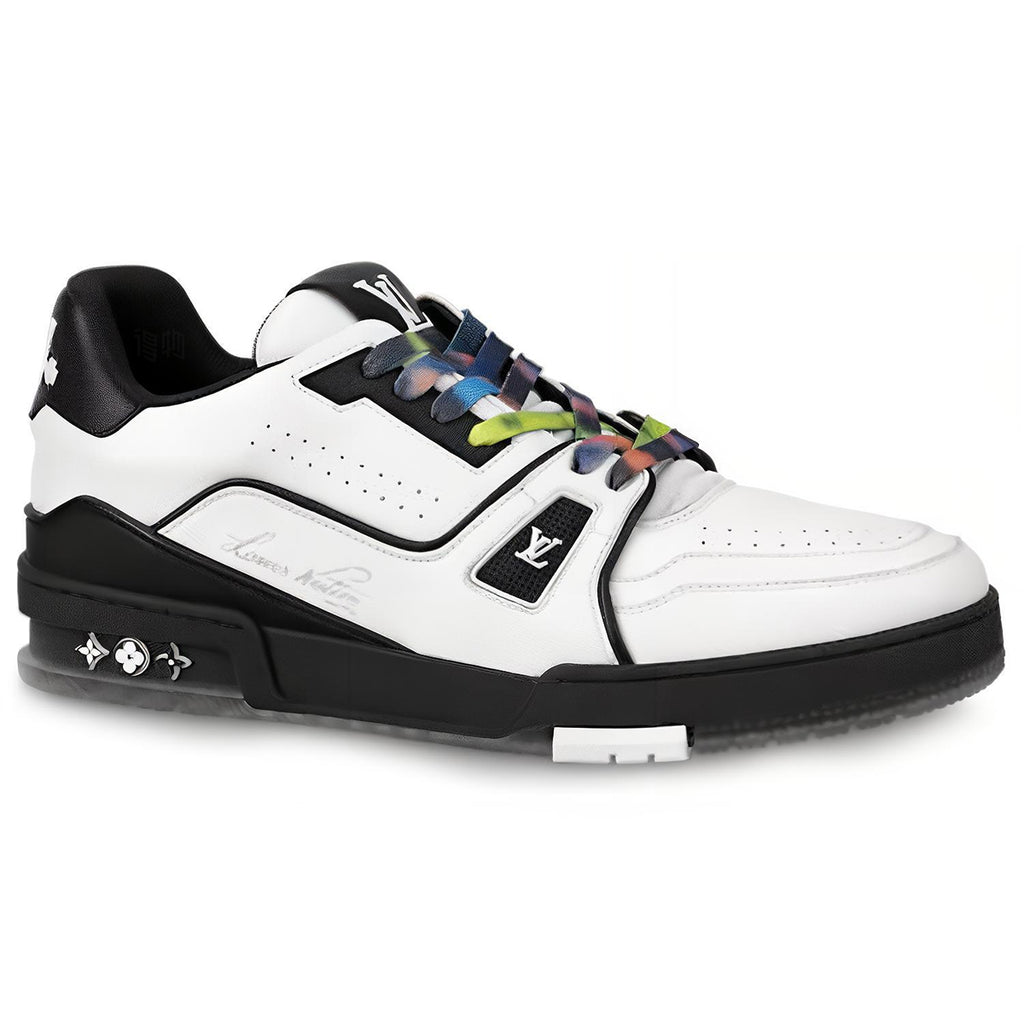 Louis Vuitton Trainer Men's Low-Top Sneakers, White & Black Leather