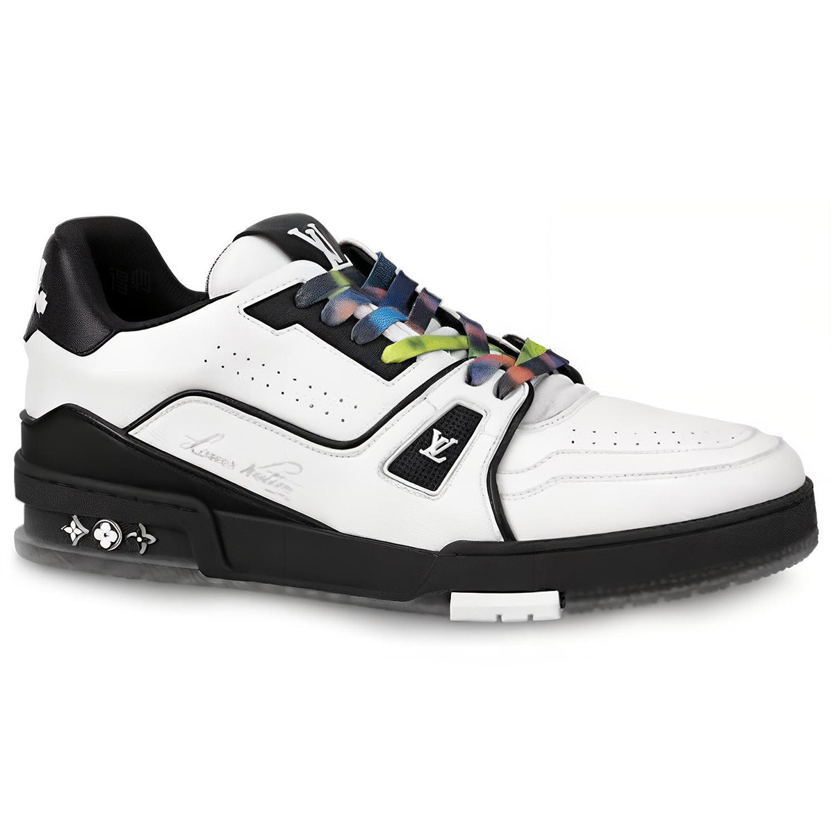 Louis Vuitton Trainer Men's Low-Top Sneakers, White & Black Leather