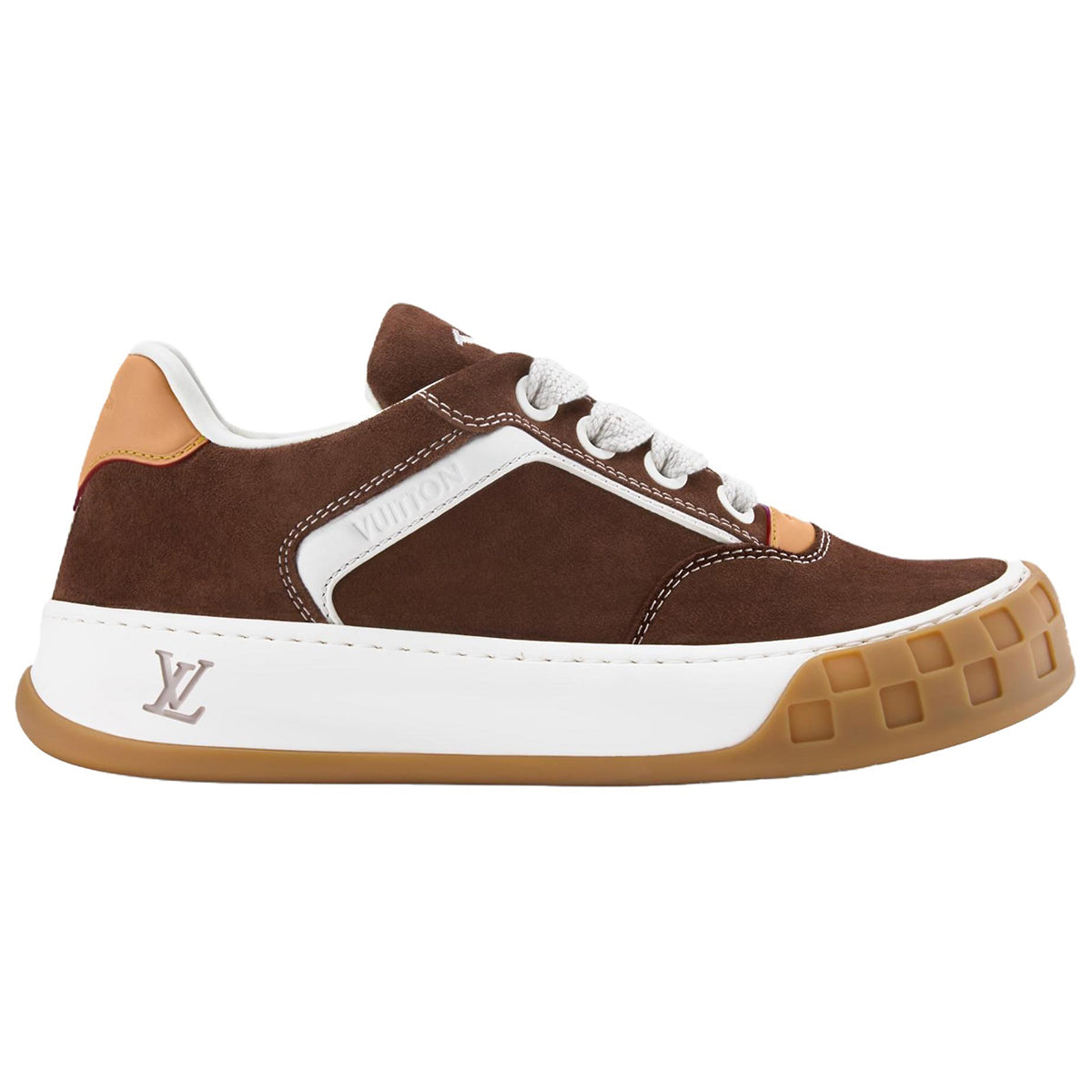 LOUIS VUITTON Tilted Men's Chestnut Suede Low-Top Sneakers