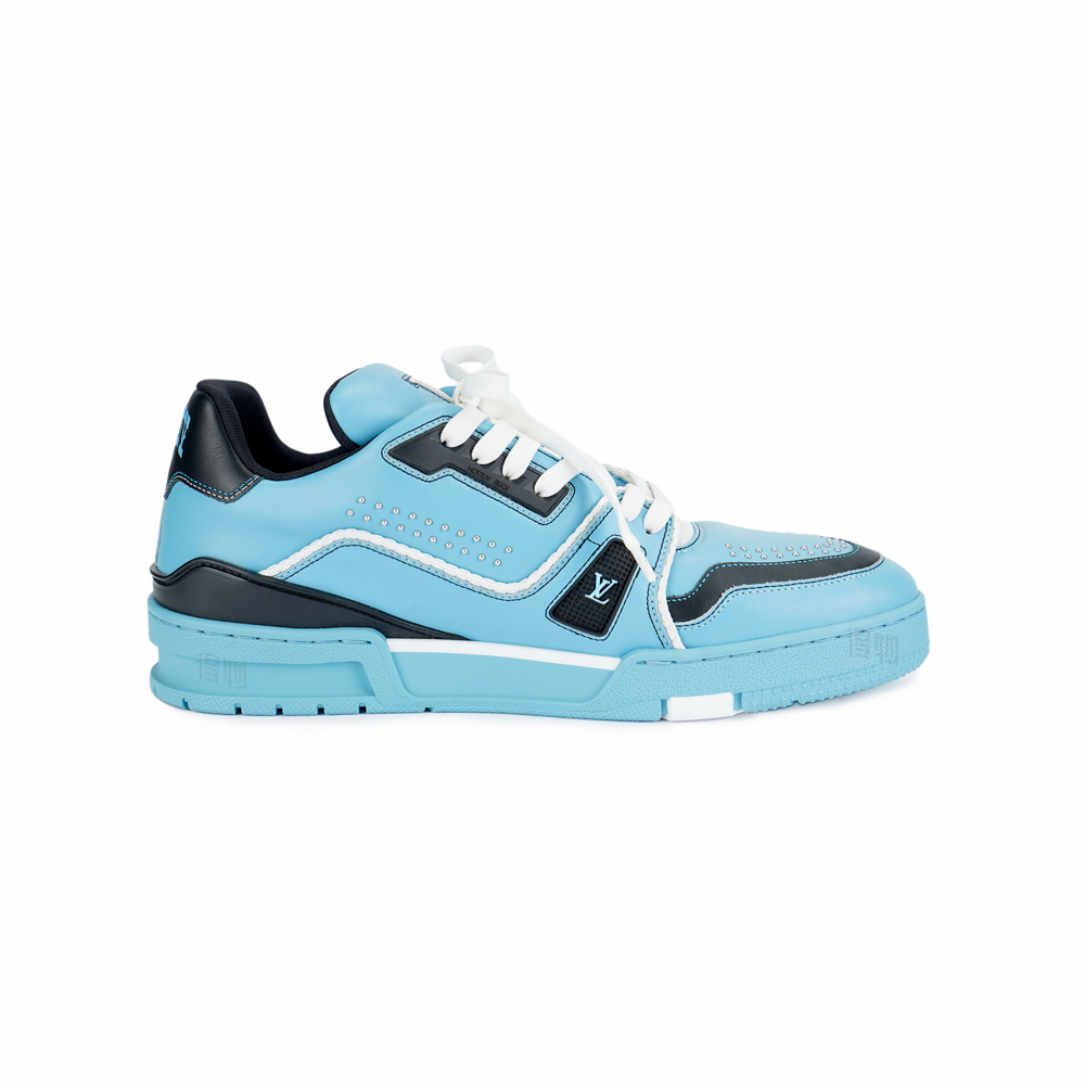 LOUIS VUITTON Trainer Unisex Light Blue & Black Low-Top Sneakers