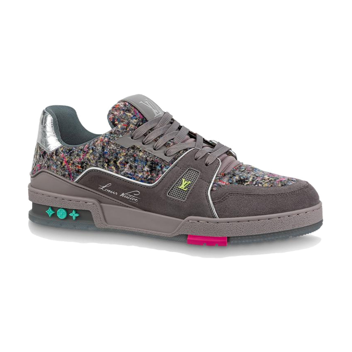 LOUIS VUITTON Trainer Men's Dark Grey Suede & Felt Sneakers