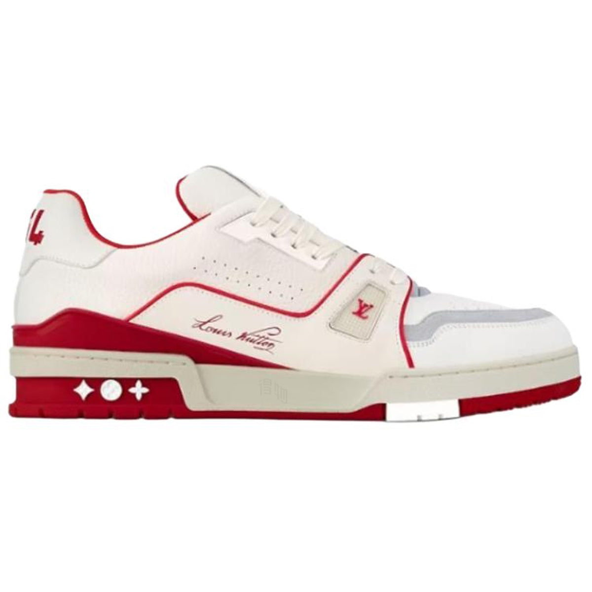 Louis Vuitton Trainer Unisex Low-Top Sneakers, Cream & Red