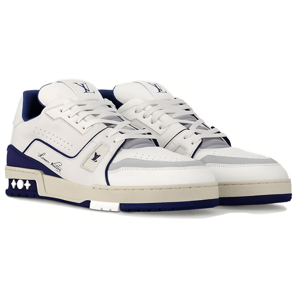 Louis Vuitton Trainer Unisex Low-Top Sneakers, White & Navy