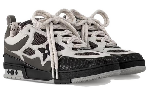 LOUIS VUITTON Skate Unisex Grey, Black & White Low-Top Sneakers