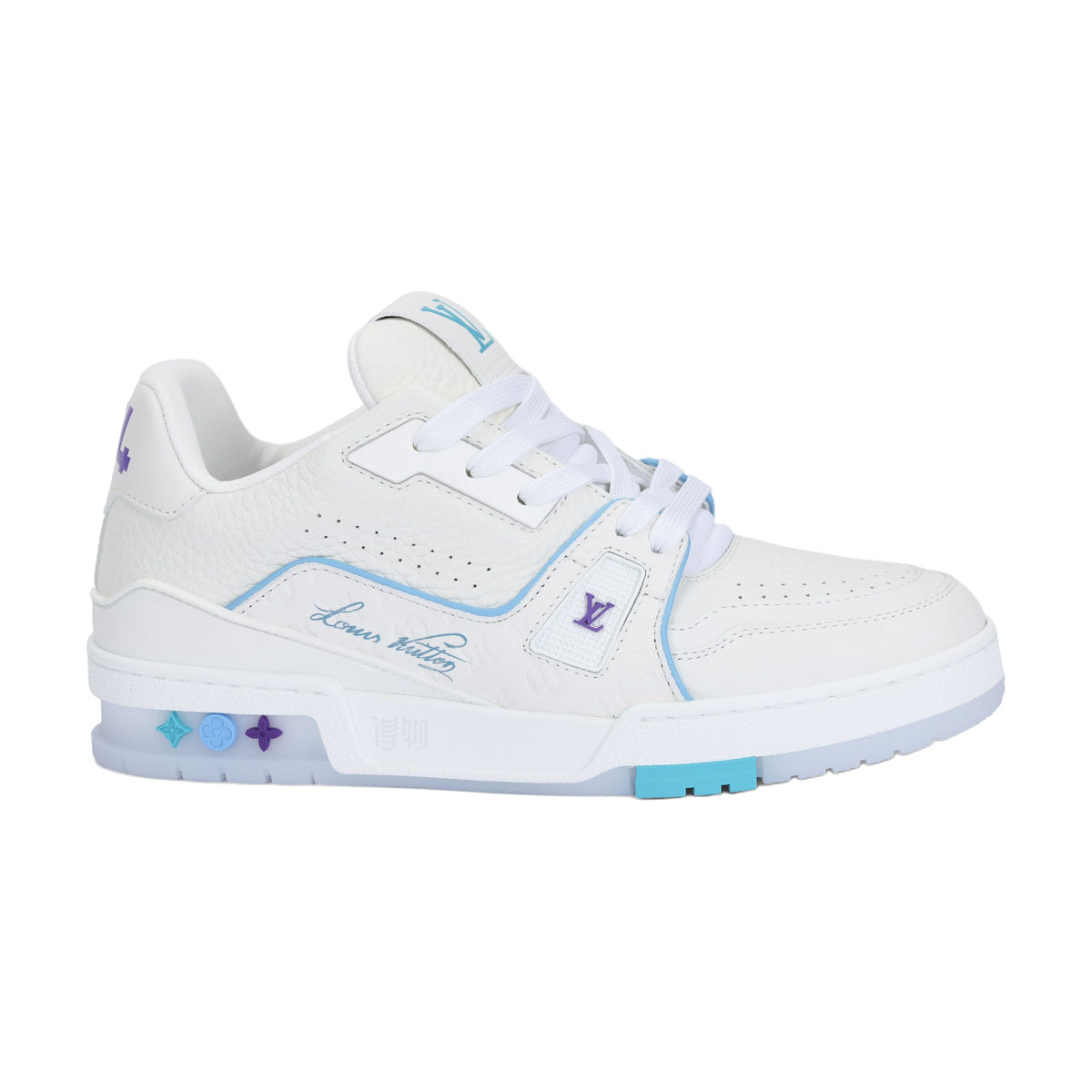 LOUIS VUITTON Trainer Unisex Sneakers – White, Blue & Purple