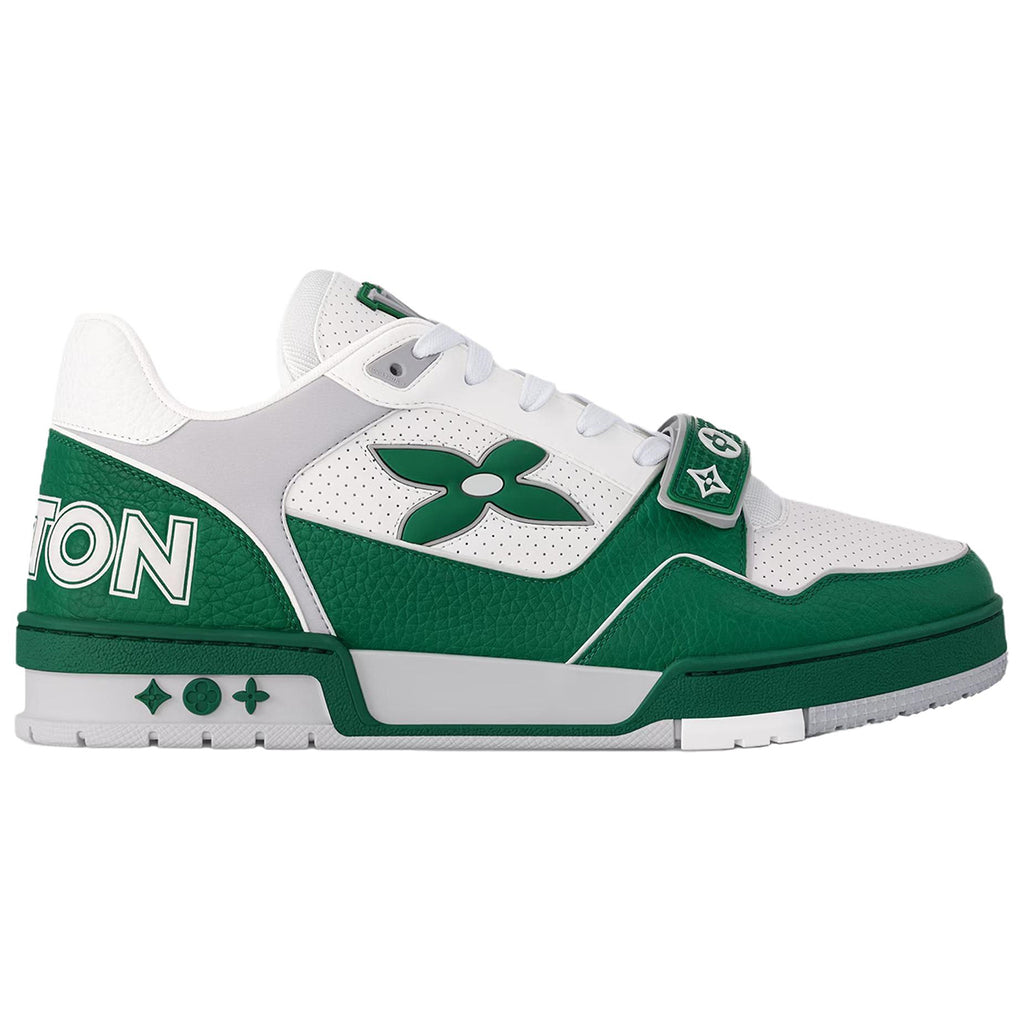 Louis Vuitton Trainer Men's Green Calfskin Sneakers with Floral Motif