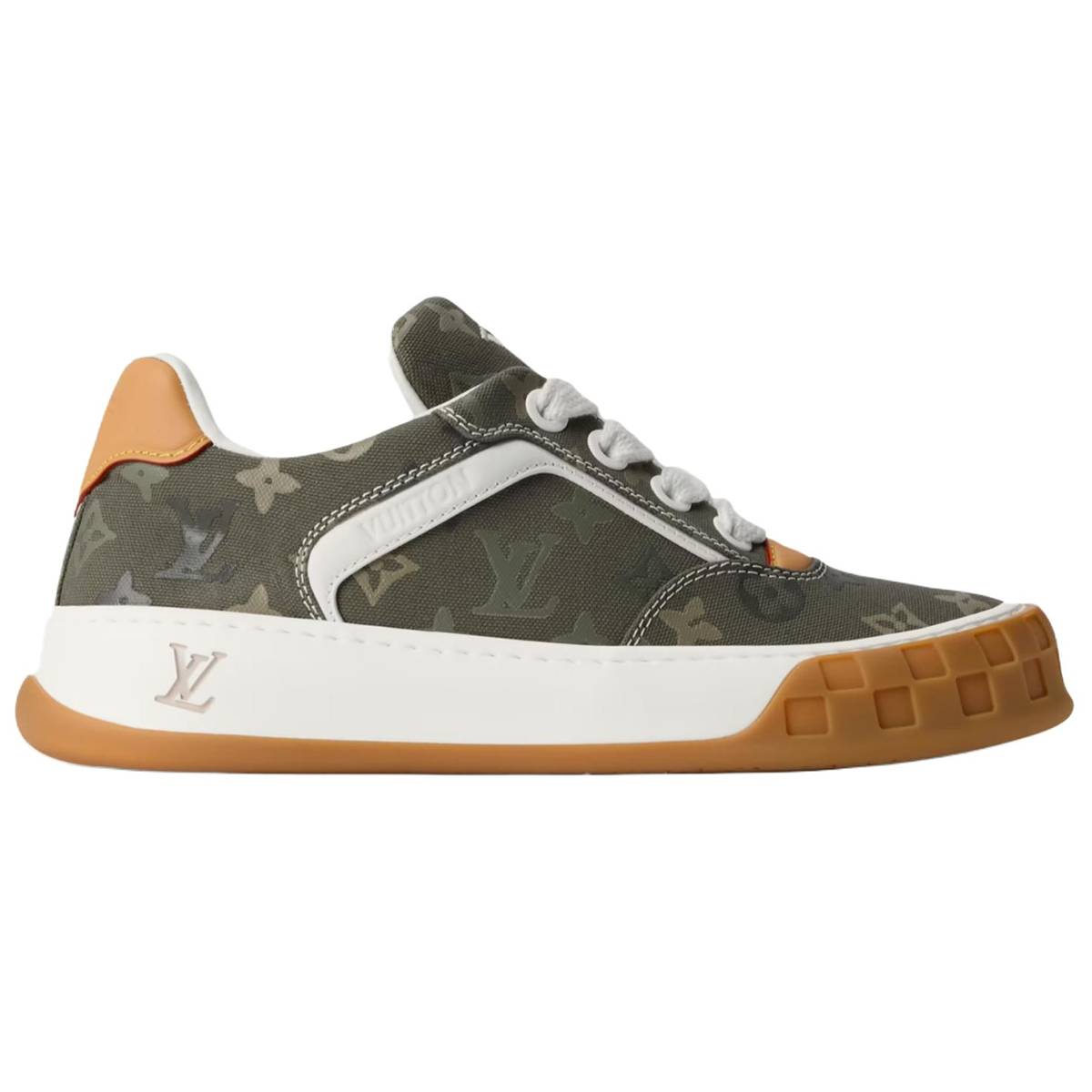 LOUIS VUITTON Tilted Men's Khaki Green Monogram Low-Top Sneakers