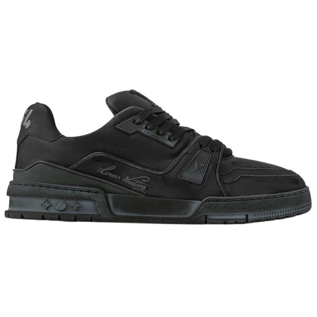 Louis Vuitton Trainer Men's Low-Top Calfskin Sneakers, Black