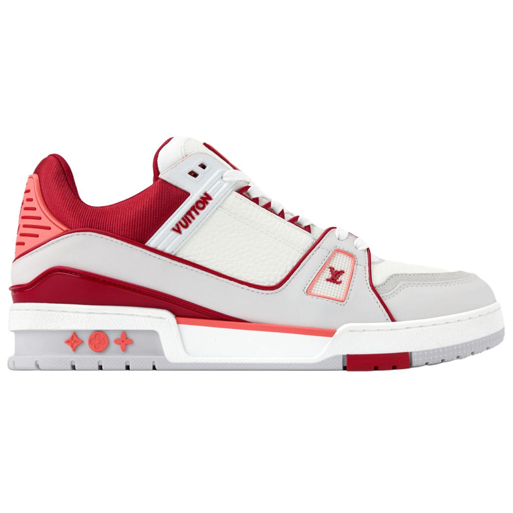 Louis Vuitton Trainer Men's White & Red Calfskin Sneakers