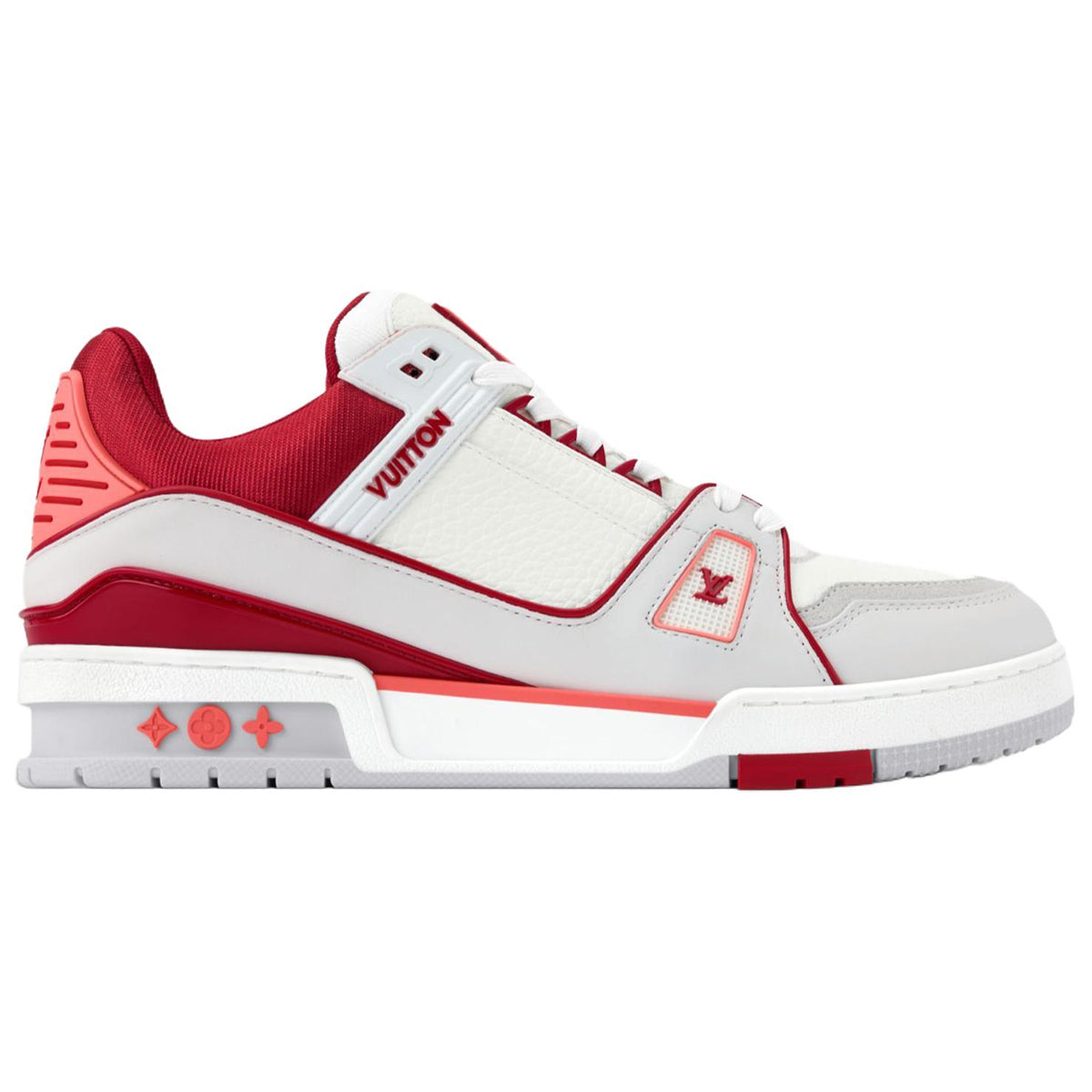 Louis Vuitton Trainer Men's White & Red Calfskin Sneakers