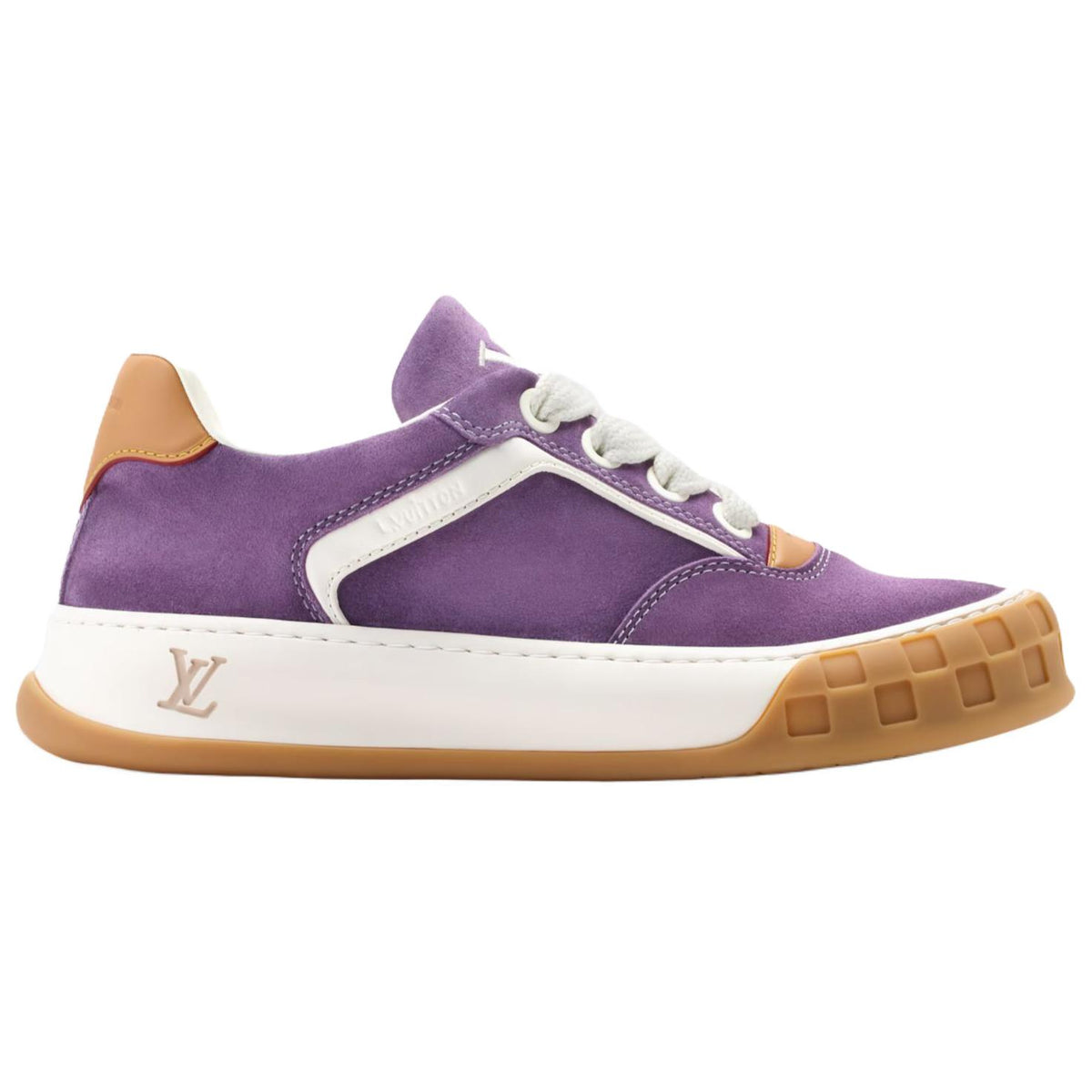 LOUIS VUITTON Tilted Unisex Purple Leather Sneakers with Gum Sole