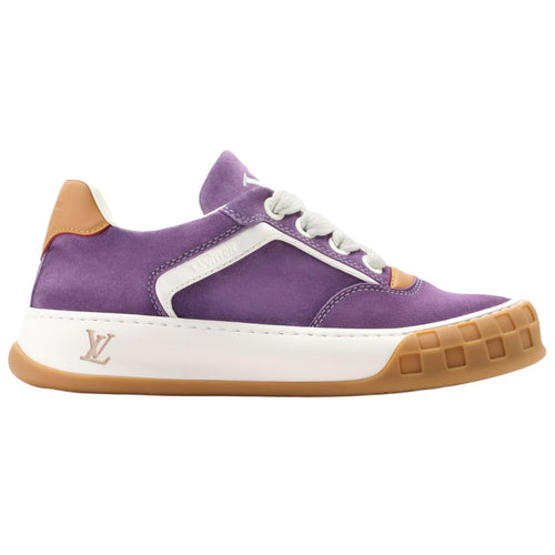 LOUIS VUITTON Tilted Unisex Purple Leather Sneakers with Gum Sole