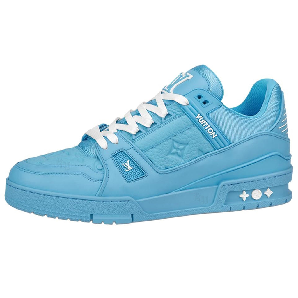 Louis Vuitton Trainer Unisex Low-Top Leather Sneakers, Light Blue