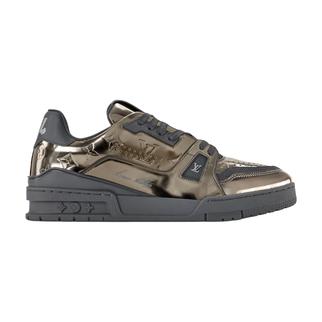 LOUIS VUITTON Trainer Men's Metallic Grey & Gold Sneakers