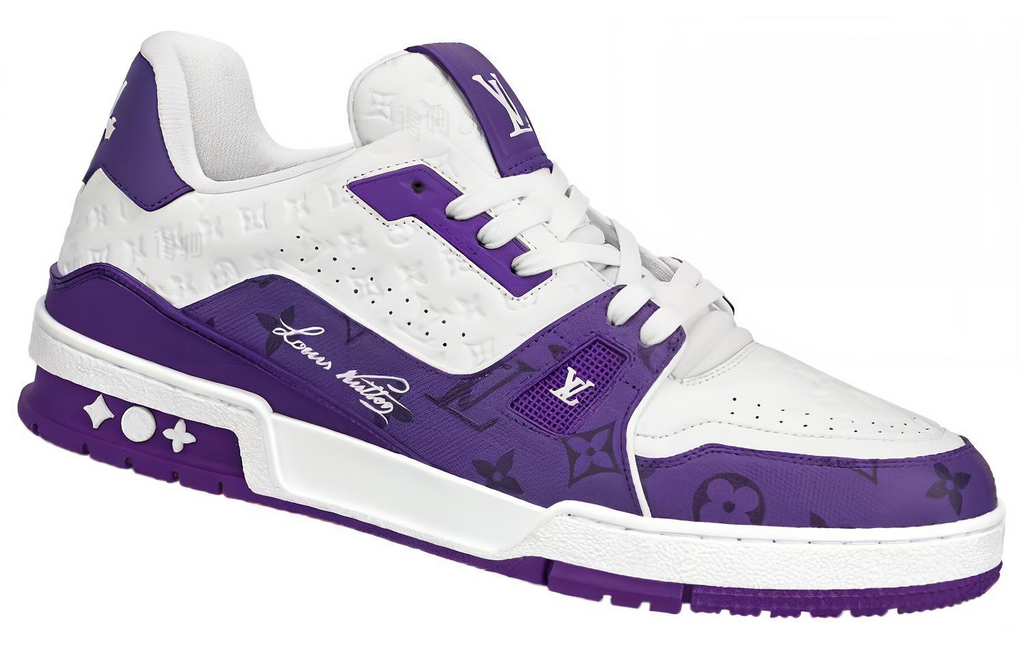 LOUIS VUITTON Trainer Unisex Purple & White Monogram Sneakers