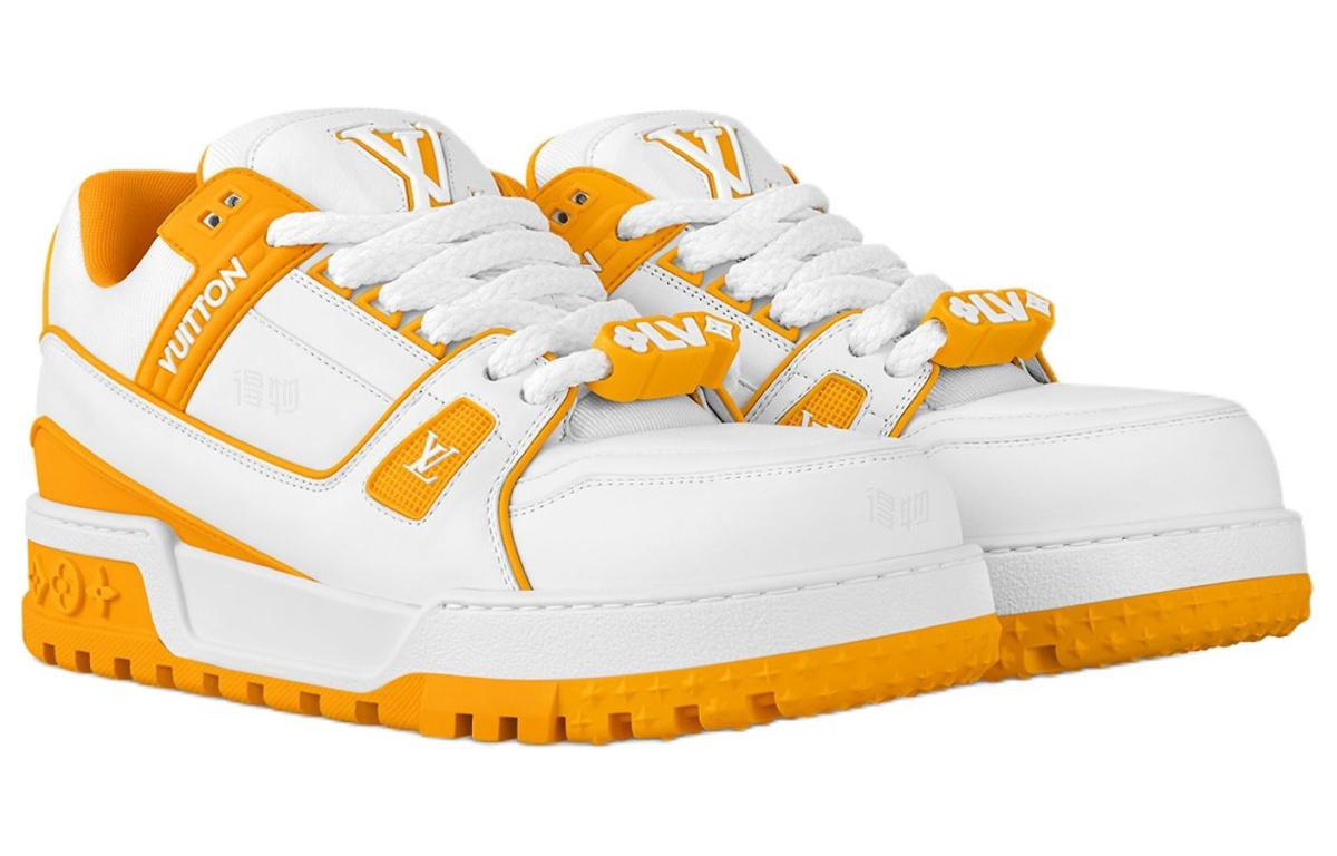 LOUIS VUITTON Trainer Maxi Unisex White & Yellow Low-Top Sneakers