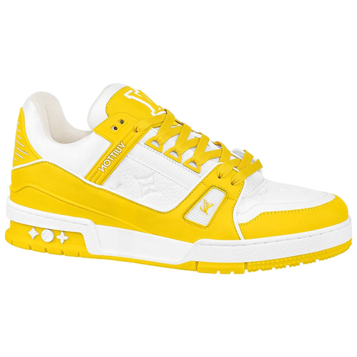 Louis Vuitton Trainer Unisex Low-Top Sneakers, Yellow & White Leather