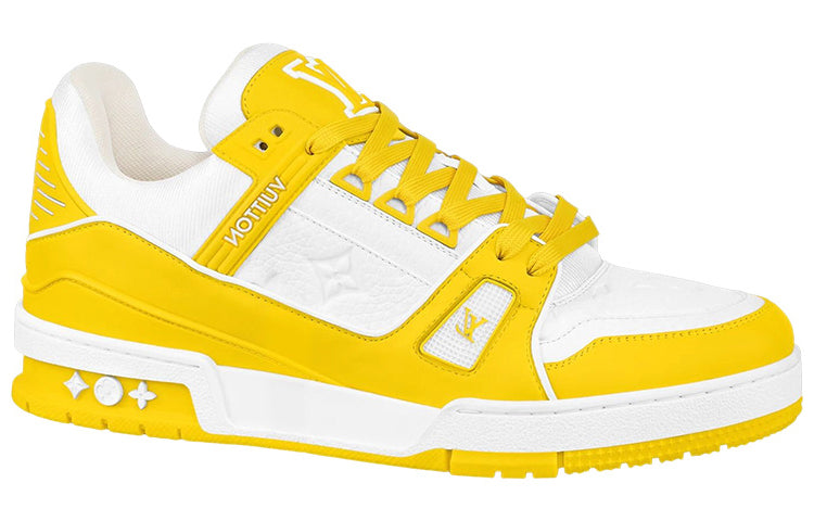 LV Trainer Unisex Low-Top Sneakers, Yellow & White