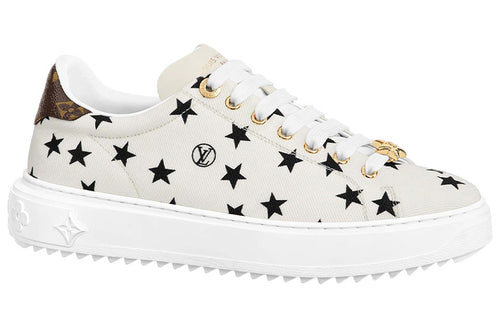 LOUIS VUITTON Time Out Women's White Star-Print Leather Platform Sneakers