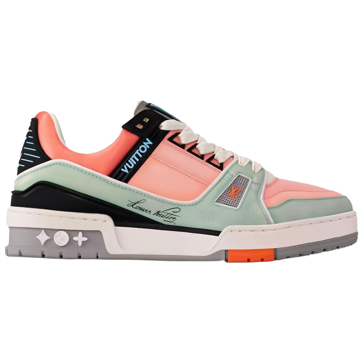 LOUIS VUITTON Trainer Women's Coral Pink & Mint Green Sneakers