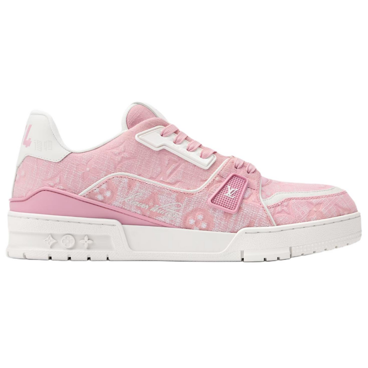 LOUIS VUITTON Trainer Men's Pink & White Monogram Sneakers