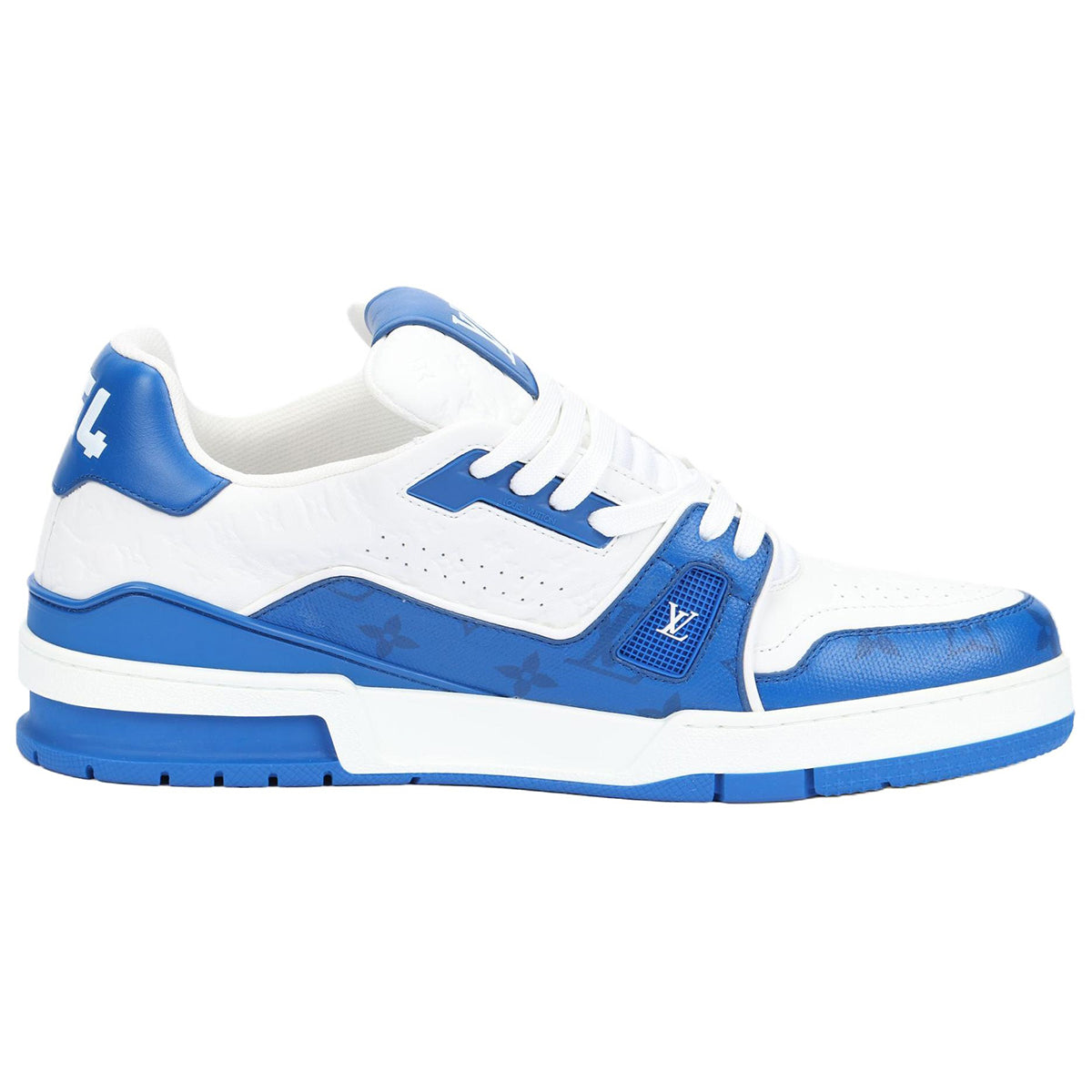 Louis Vuitton Trainer Men's Low-Top Leather Sneakers, Blue & White
