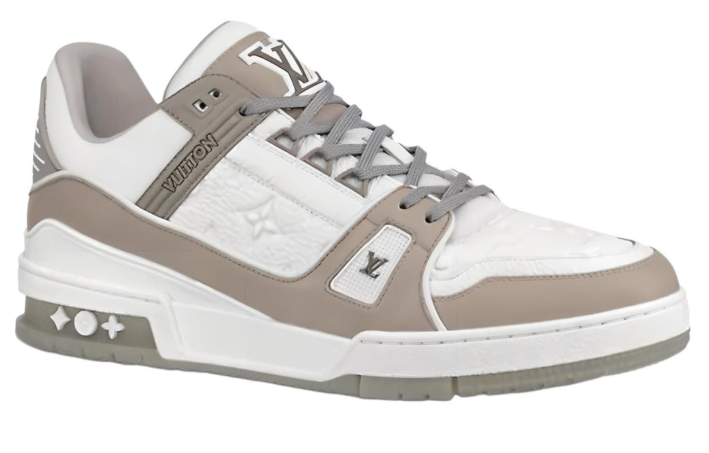 LOUIS VUITTON Trainer Men's Taupe & White Low-Top Sneakers