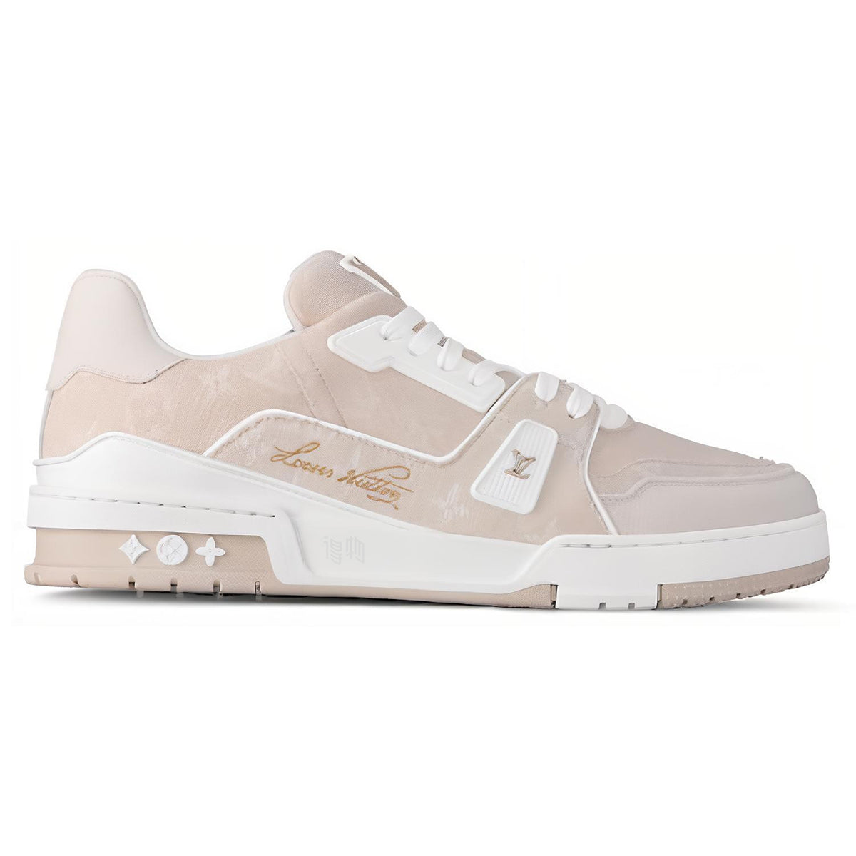 Louis Vuitton Trainer Unisex Low-Top Sneakers, Beige & White