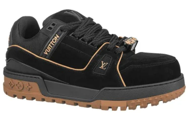 LOUIS VUITTON Trainer Maxi Men's Black Low-Top Sneakers with Gum Sole