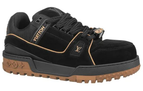 LOUIS VUITTON Trainer Maxi Men's Black Low-Top Sneakers with Gum Sole