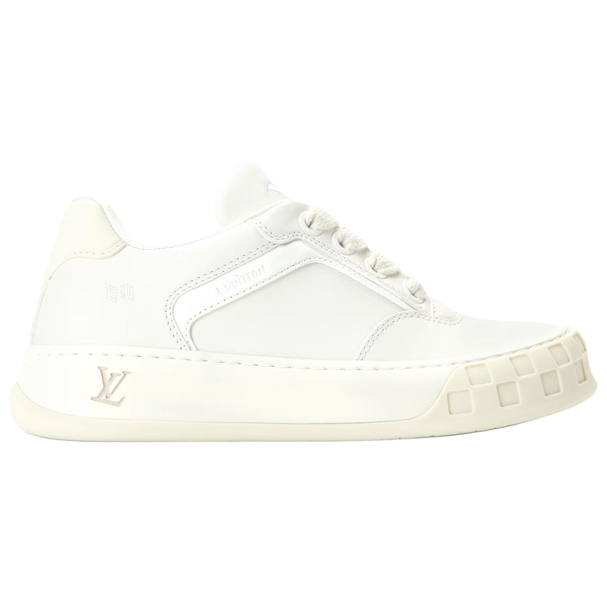 LOUIS VUITTON Tilted Men's White Calfskin Low-Top Sneakers