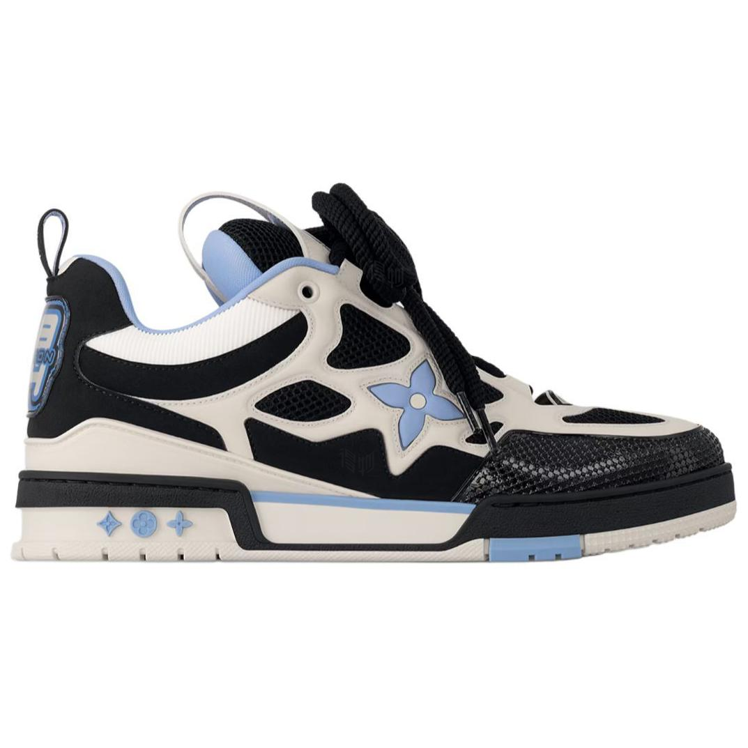 LOUIS VUITTON Skate Men's Black & White Sneakers with Blue Accents
