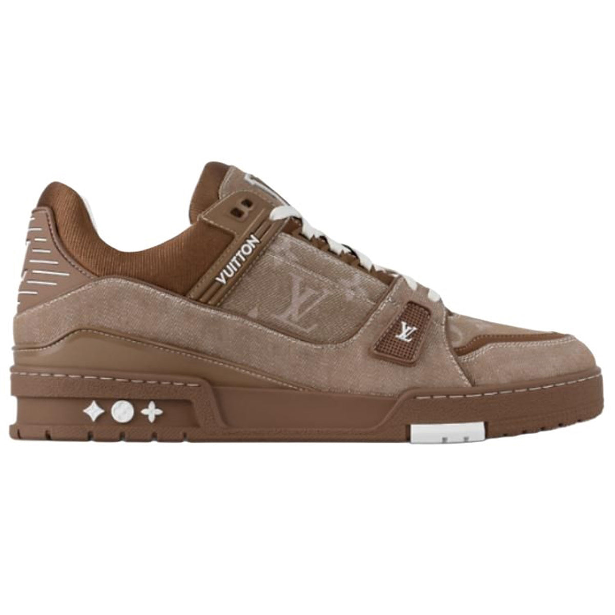Louis Vuitton Trainer Men's Brown Denim Low-Top Sneakers
