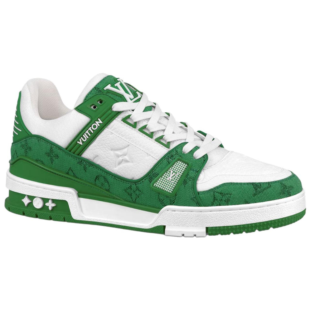 LOUIS VUITTON Trainer Men's Green & White Monogram Sneakers
