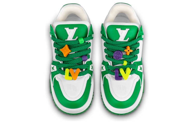 LOUIS VUITTON Trainer Maxi Men's Green & White Low-Top Sneakers