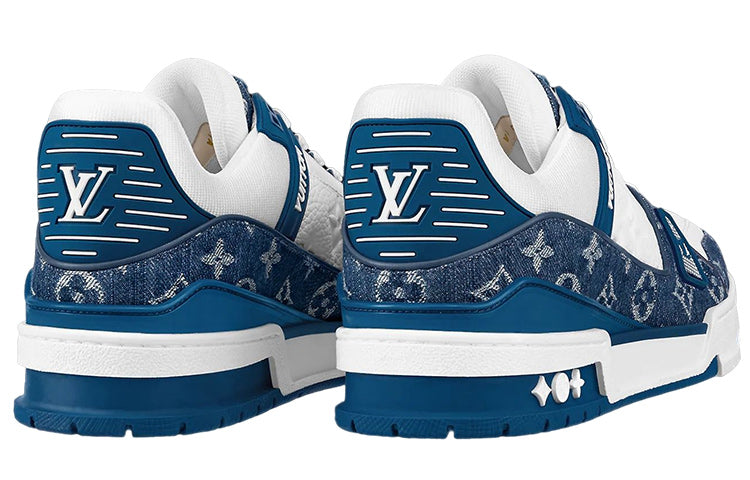 Louis Vuitton Trainer Men's Low-Top Sneakers, Blue and White