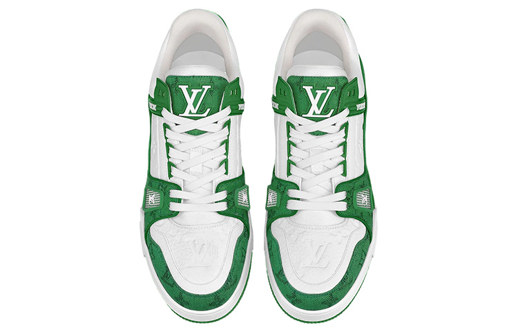 LOUIS VUITTON Trainer Men's Green & White Monogram Sneakers