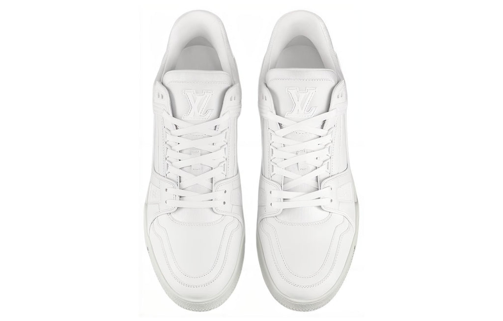 LOUIS VUITTON Trainer Men's All-White Leather Low-Top Sneakers