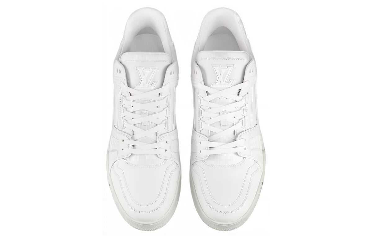 LOUIS VUITTON Trainer Men's All-White Leather Low-Top Sneakers