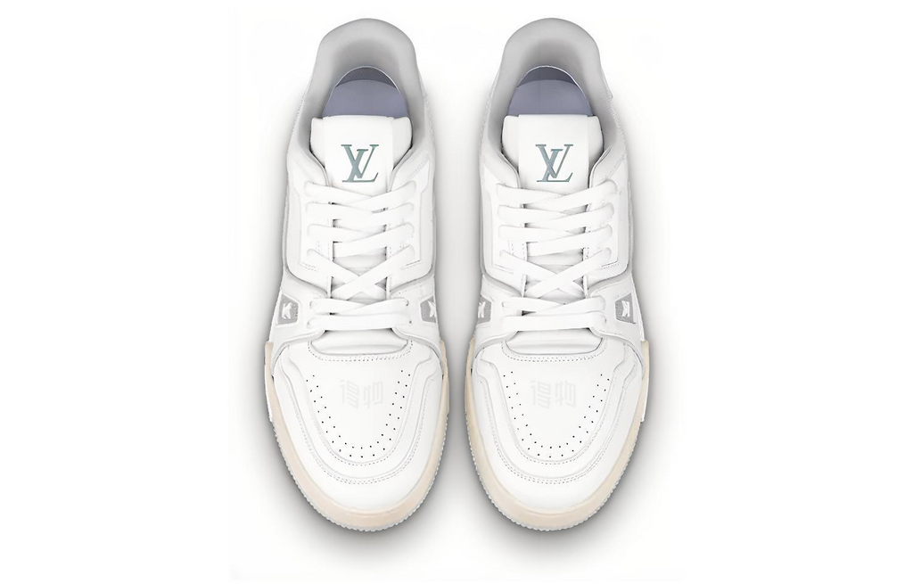 LOUIS VUITTON Trainer Unisex White & Grey Leather Sneakers
