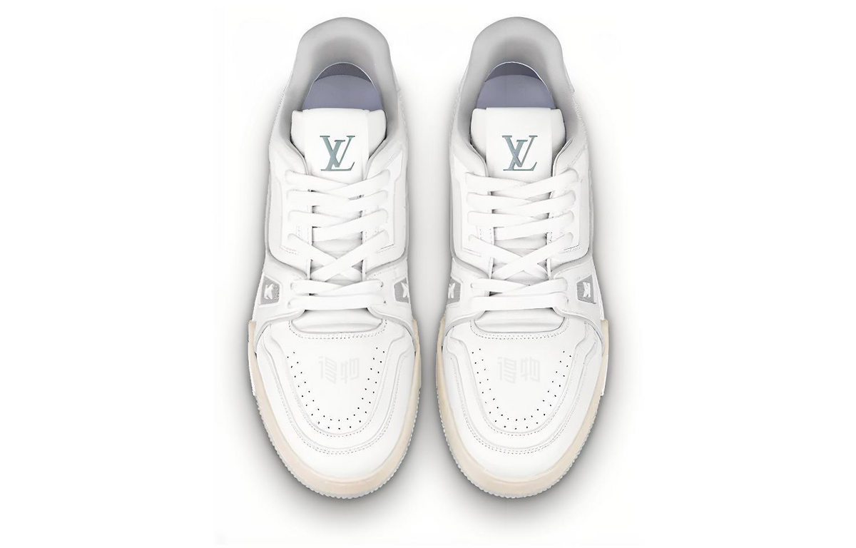 LOUIS VUITTON Trainer Unisex White & Grey Leather Sneakers